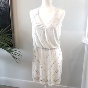 White XS summer dress with silver and gold embellishment  poly & Lycra